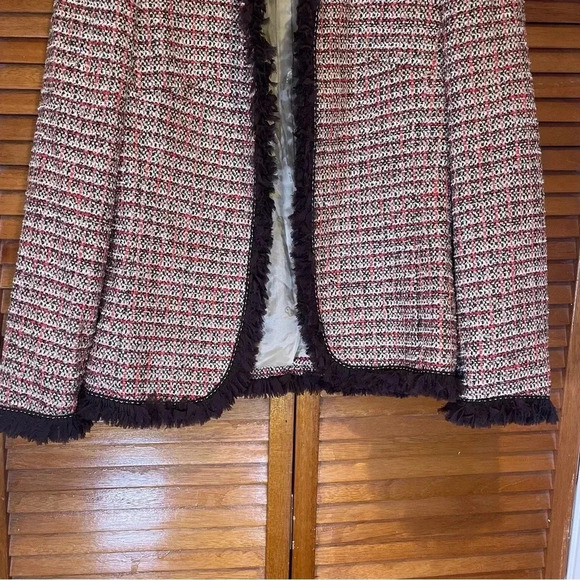 ESCADA Exclusive For Neiman Marcus Tweed Checked Jacket with Brown Trim Size 34 - Picture 3 of 11